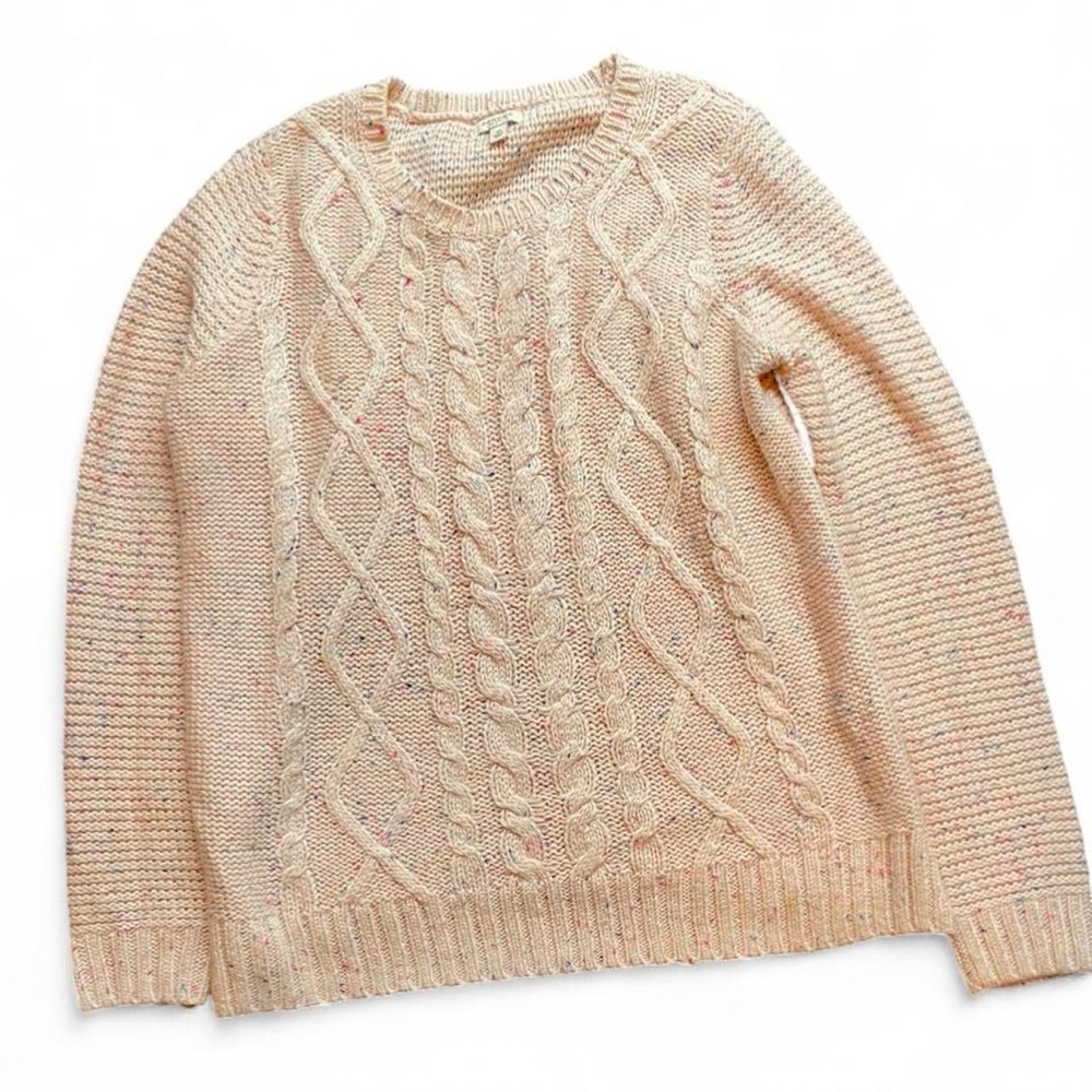 Sonoma Women's M Light Pink Cable Knit Crew Neck Acrylic Winter Spring Sweater